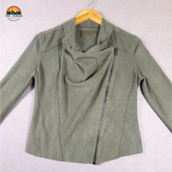 Moto Jacket Sage Green Faux Suede Asymmetrical Full-Zip BLANKNYC Women's Size XS - Picture 3 of 9